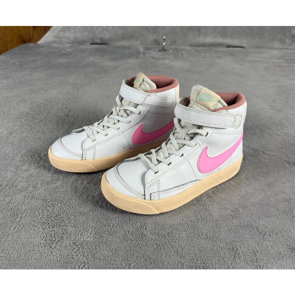 Nike Girls Youth High Top Sneakers White Pink Strap Shoes Size 3Y